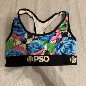 PSD Women's Floral Sports Bra Top - Blue and Pink